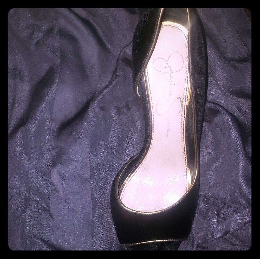 Jessica Simpson open toe black heels